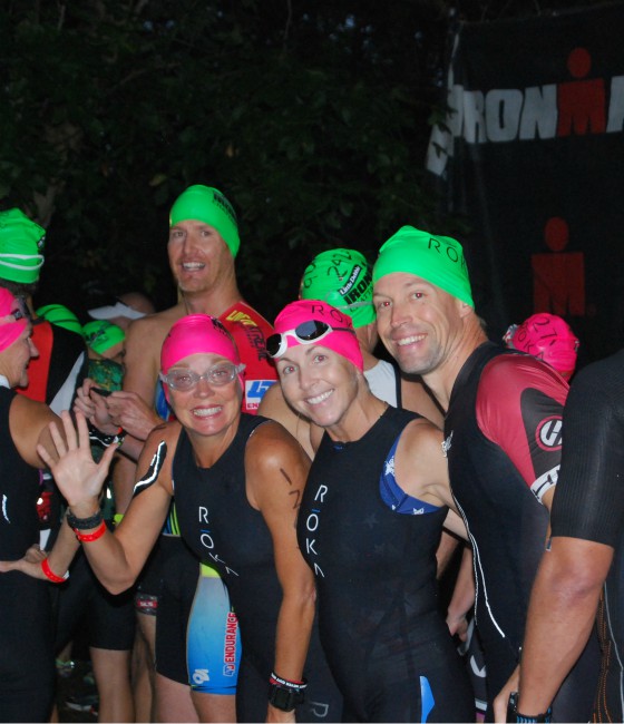 Hub team competing in swim portion of IRONMAN Chattanooga.