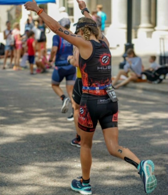 Team Hub member finishing race.